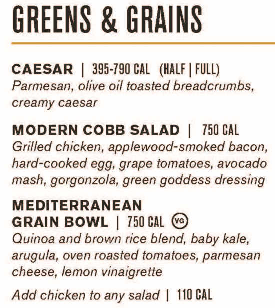 Page 4 of menu, The Bistro Courtyard by Marriott